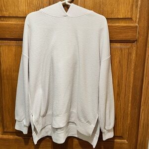 Tres Bien White Waffle Knit Hooded Sweater - Size Small
